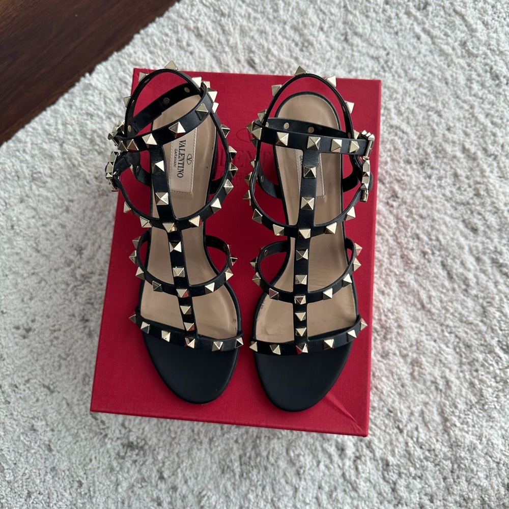 Valentino Black with Gold Rockstuds